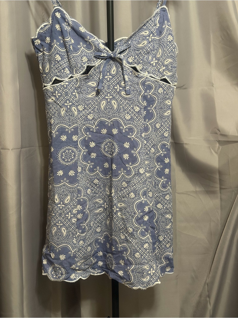 Altar'd State Blue Paisley Lace-Trim Cami Dress
